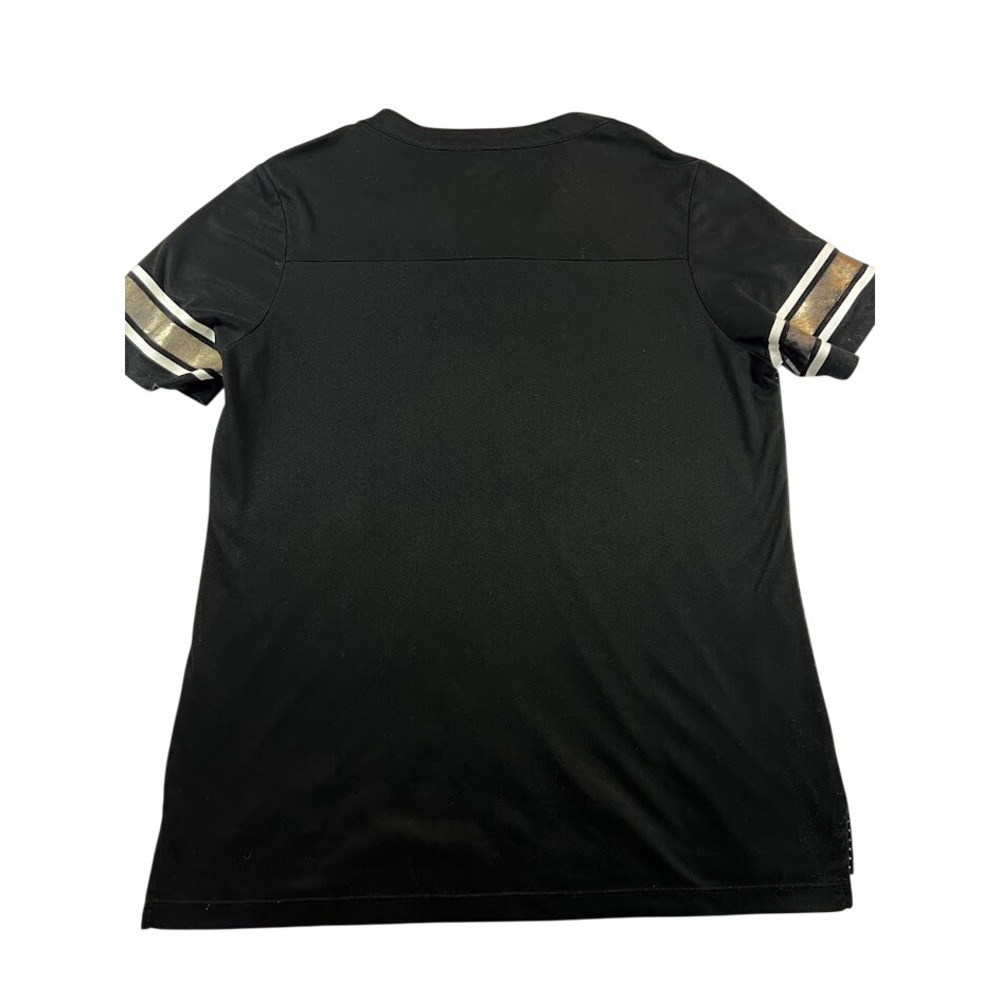 Majestic Pittsburgh Steelers Women's L Lace Up Mesh Jersey Shirt Black Gold NFL - Picture 2 of 8